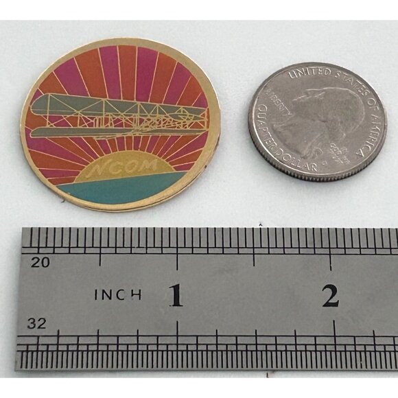 Vintage Odyssey of the Mind Airplane Sunset Sun Ocean North Carolina Pin - Picture 2 of 3